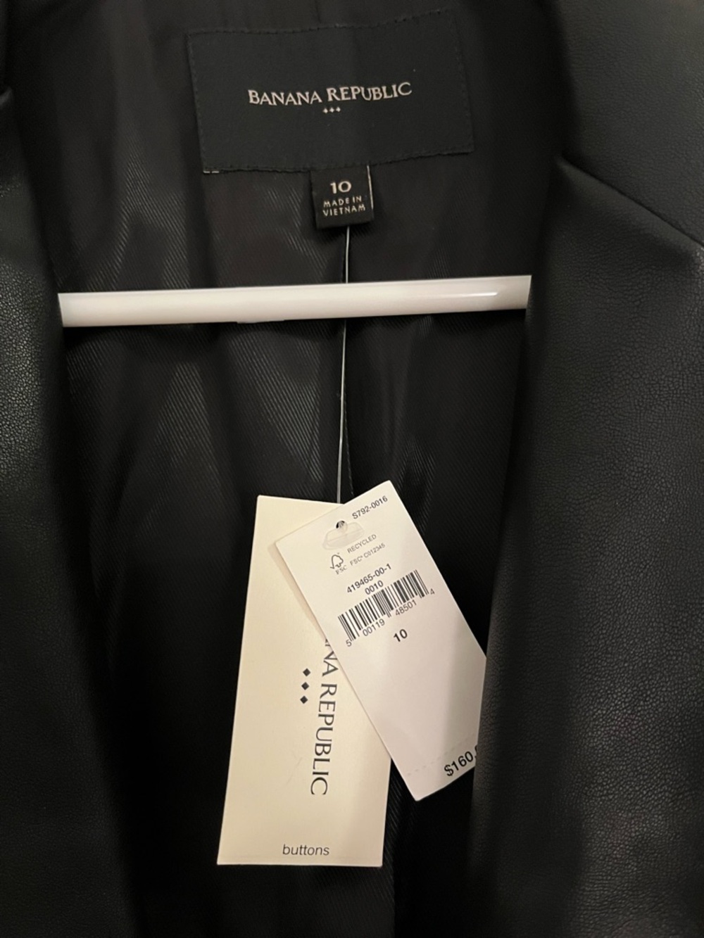 Banana Republic Black Faux Leather Blazer - Picture 3 of 6